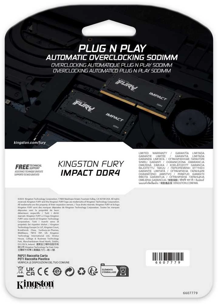 Vidinė atmintis (RAM) Kingston Fury Impact 32 GB, DDR4, 3200 MHz, PC/serveris, Registered No, ECC No