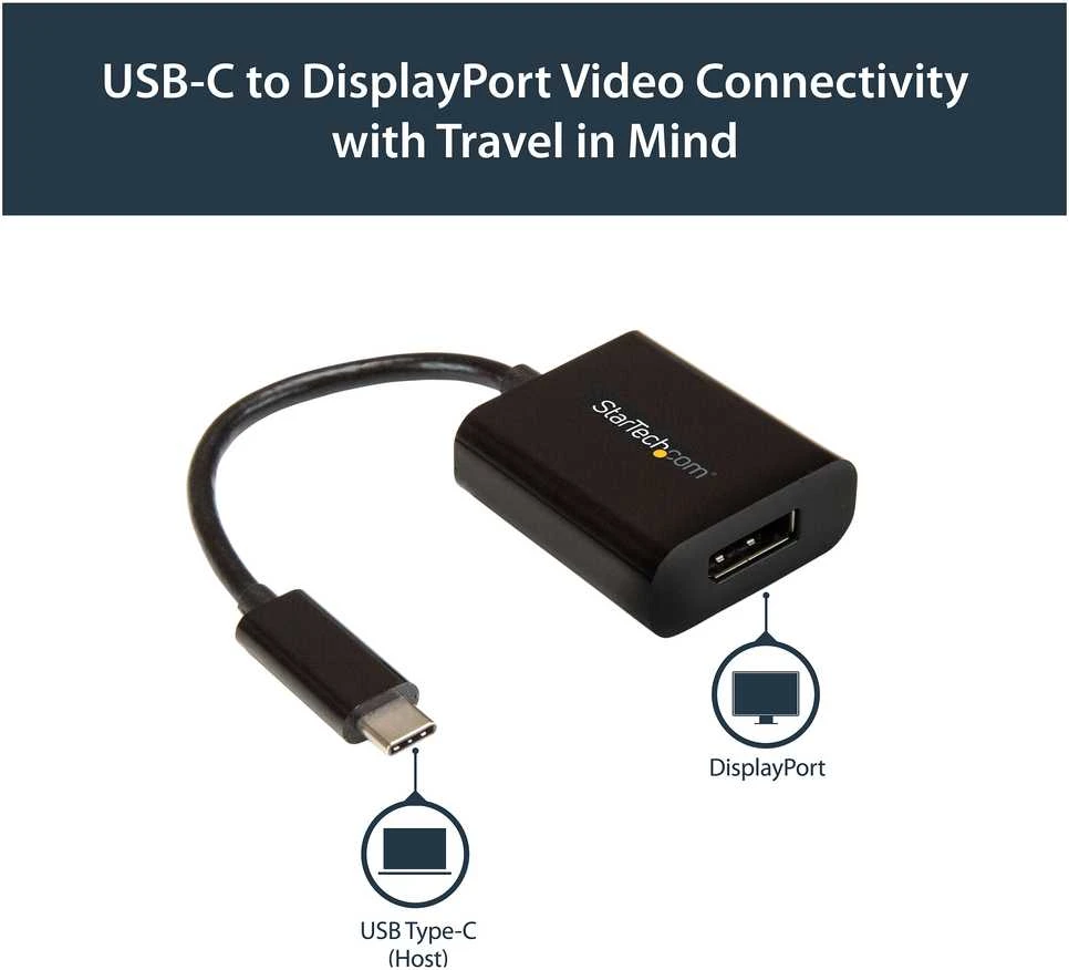 StarTech.com CDP2DP USB ekrano adapteris 3840 x 2160 pikseliai Juoda