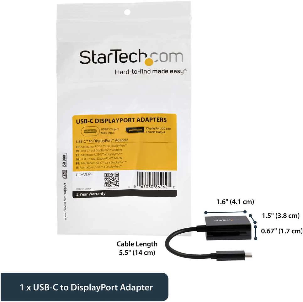StarTech.com CDP2DP USB ekrano adapteris 3840 x 2160 pikseliai Juoda