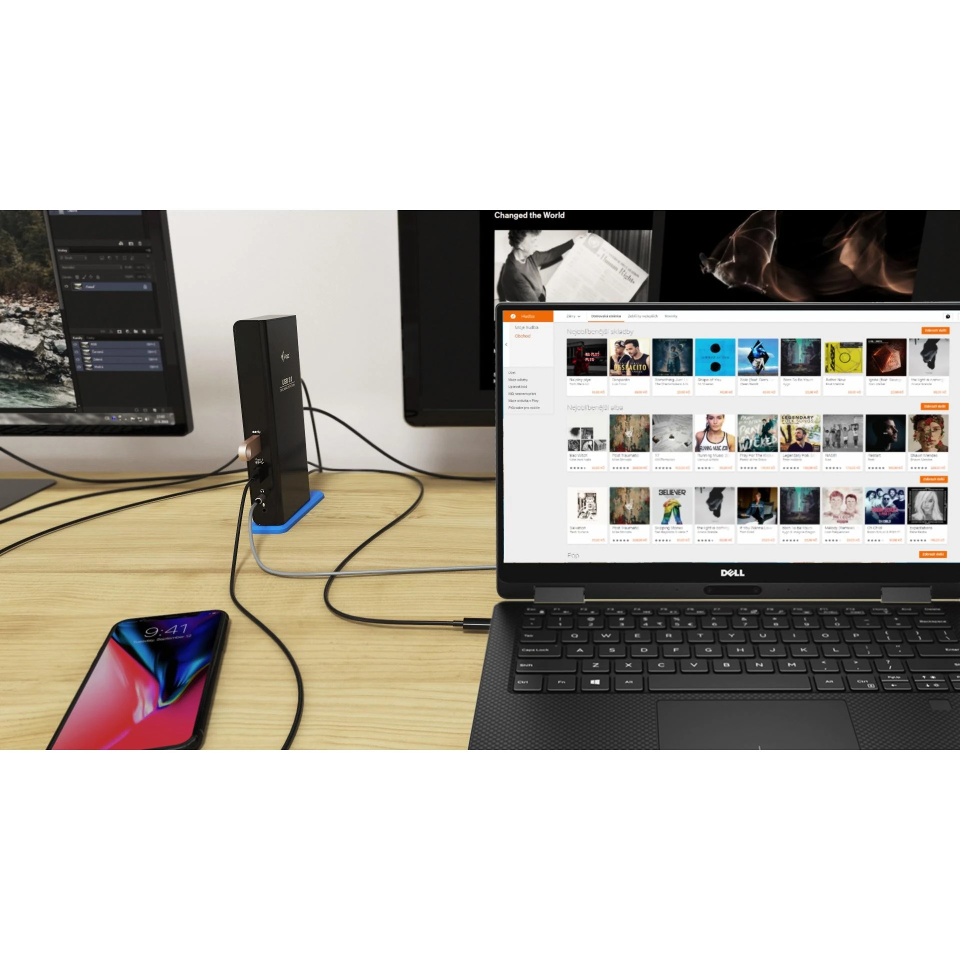 I-TEC USB 3.0 / USB-C dviguba HDMI prijungimo stotis 2x HDMI 1x GLAN 2x USB 3.0 4x USB 2.0 1x garsas 1x mikrofonas