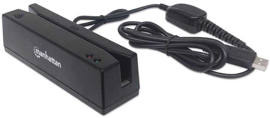 Inline MANHATTAN Magnetkartenleser USB drei Spuren Leser juodas