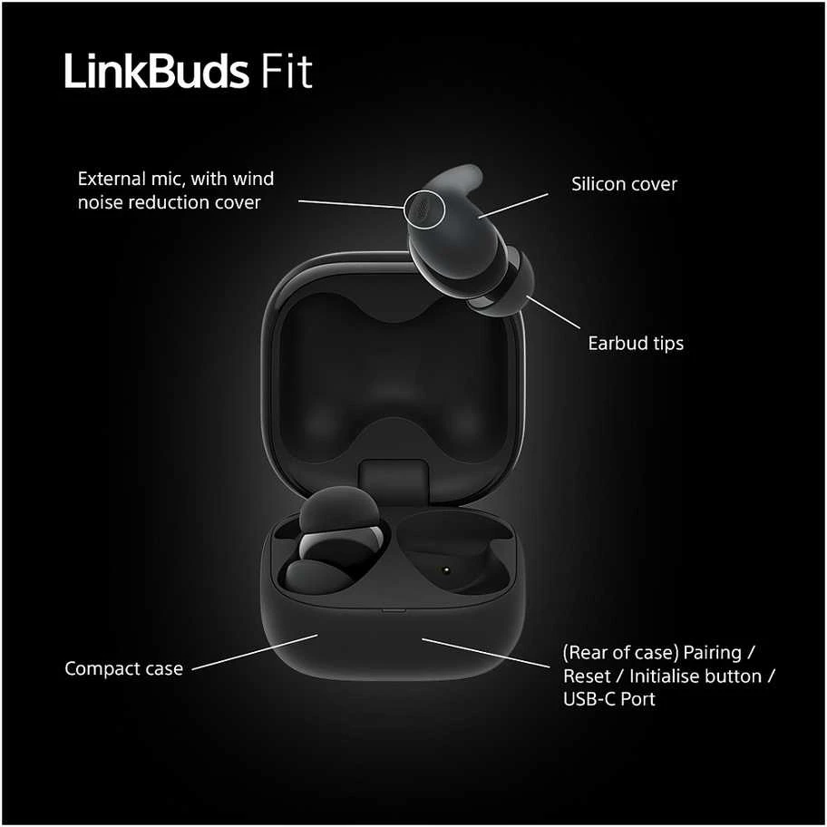 Ausinės Sony LinkBuds Fit, Juodos spalvos