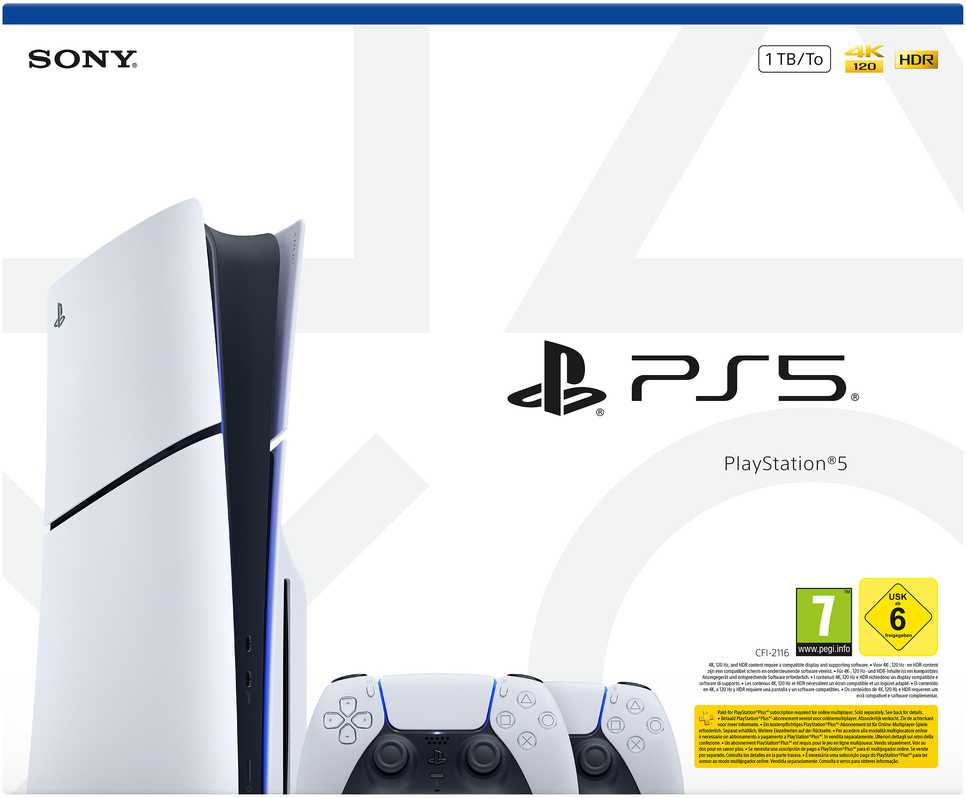 Sony PlayStation 5 Slim 1TB SSD Baltas, Juodas