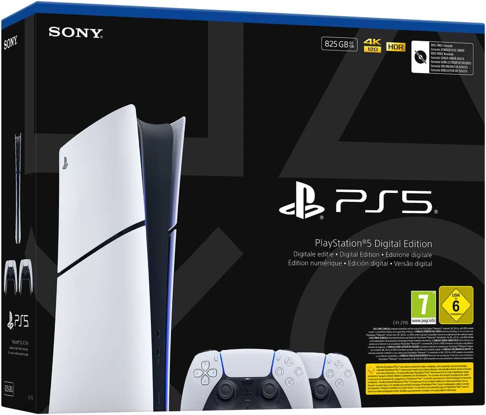 SONY PS5 Digital Edition 825GB console + 2 DS5 controllers