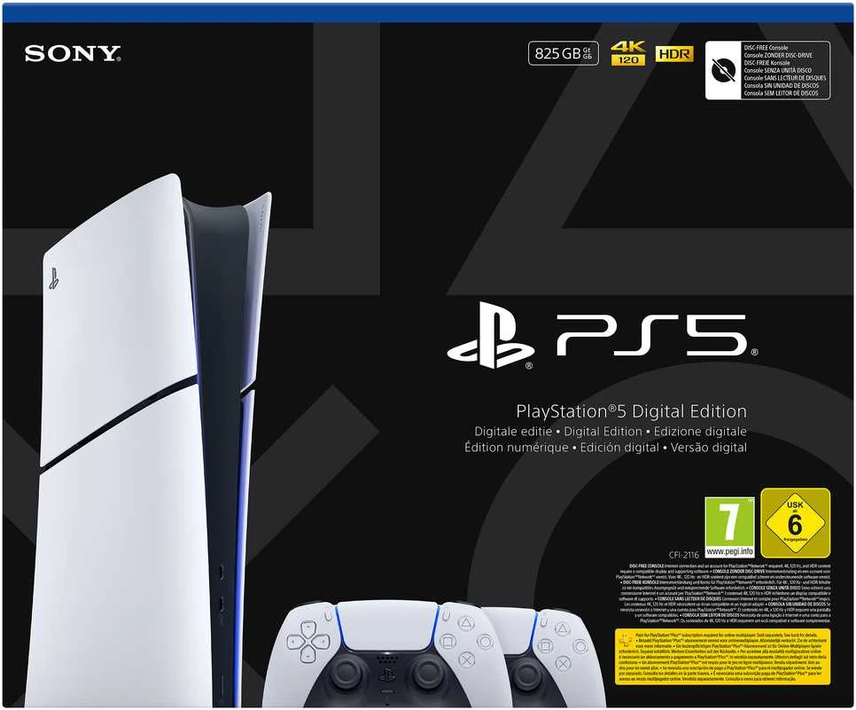 SONY PS5 Digital Edition 825GB console + 2 DS5 controllers
