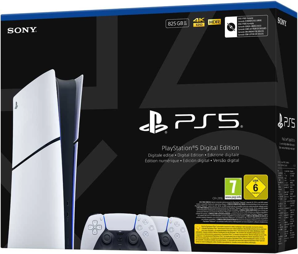 SONY PS5 Digital Edition 825GB console + 2 DS5 controllers