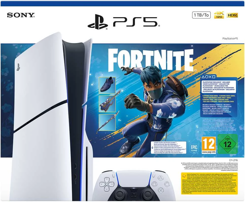 Sony PlayStation 5 Slim Disc Edition 1TB + Fortnite: Flowering Chaos (Baltas)