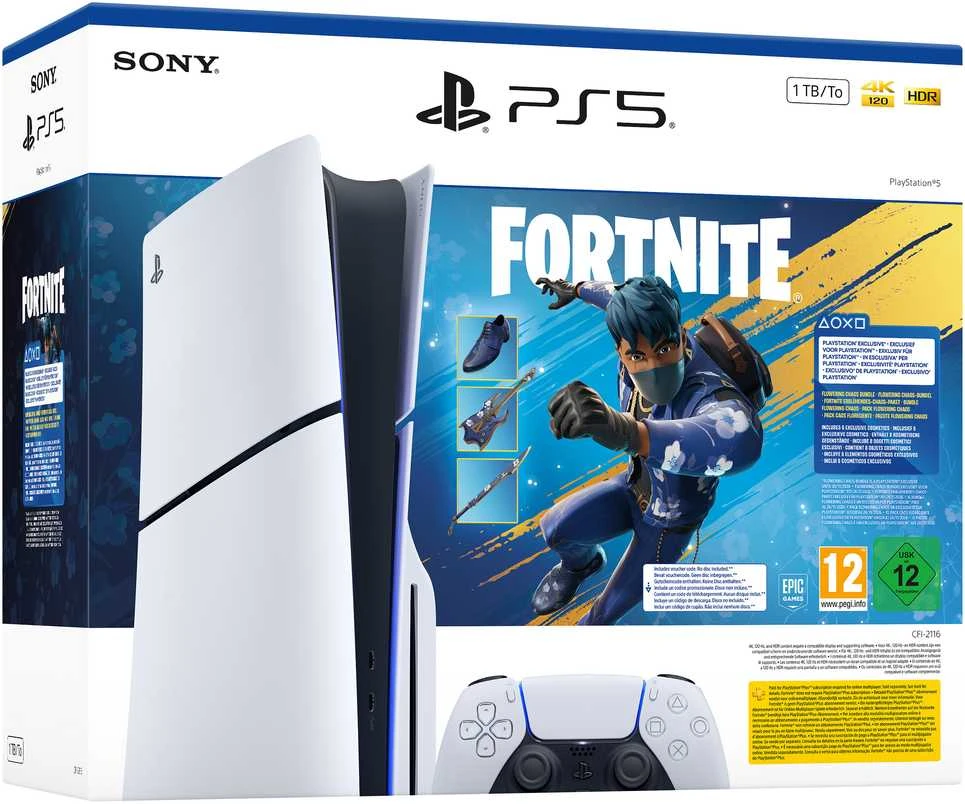 Sony PlayStation 5 Slim Disc Edition 1TB + Fortnite: Flowering Chaos (Baltas)