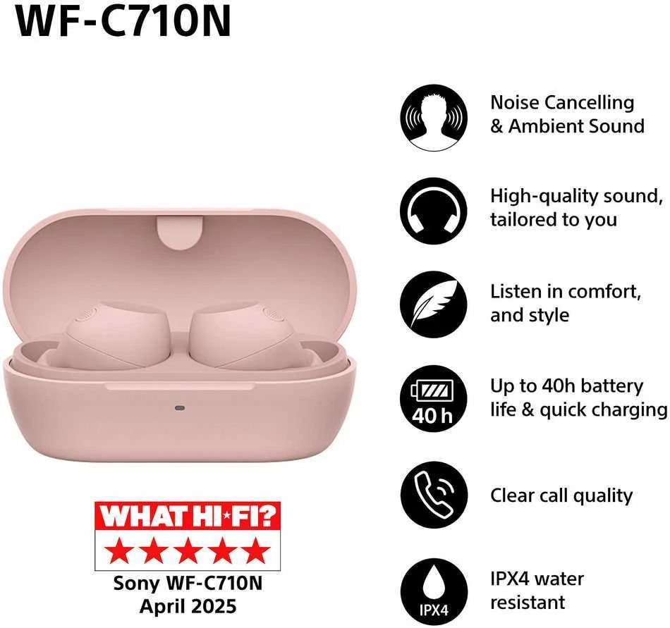 Ausinės Sony WF-C710N, Rožinės