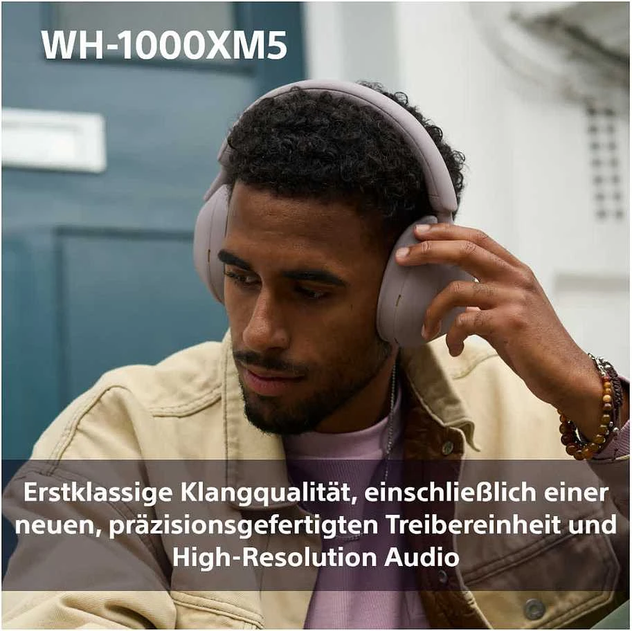 Belaidės ausinės Sony WH-1000XM5 su triukšmo slopinimo technologija, Rožinės