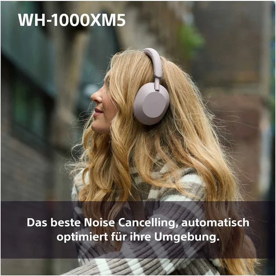 Belaidės ausinės Sony WH-1000XM5 su triukšmo slopinimo technologija, Rožinės