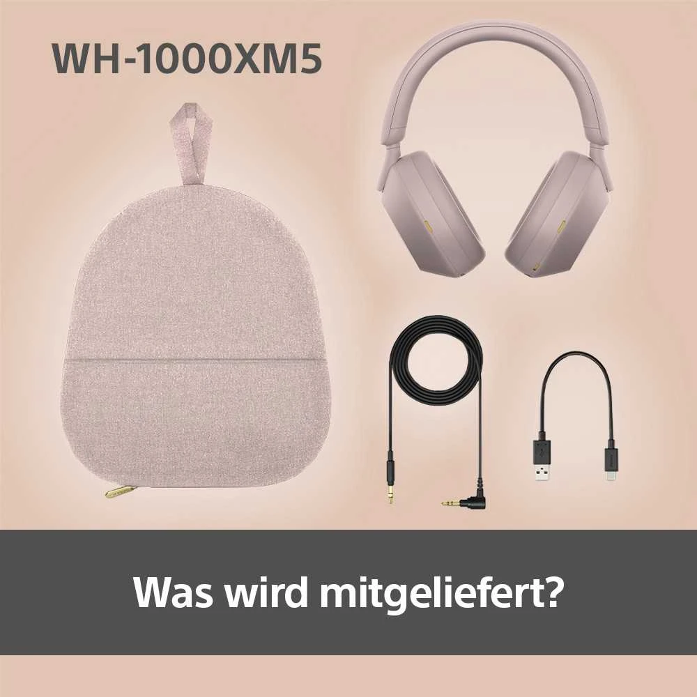 Belaidės ausinės Sony WH-1000XM5 su triukšmo slopinimo technologija, Rožinės