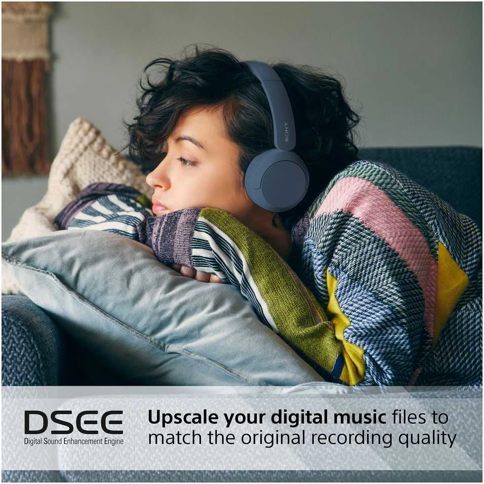 Sony WH-CH520L mėlynos ausinės naudojimo metu