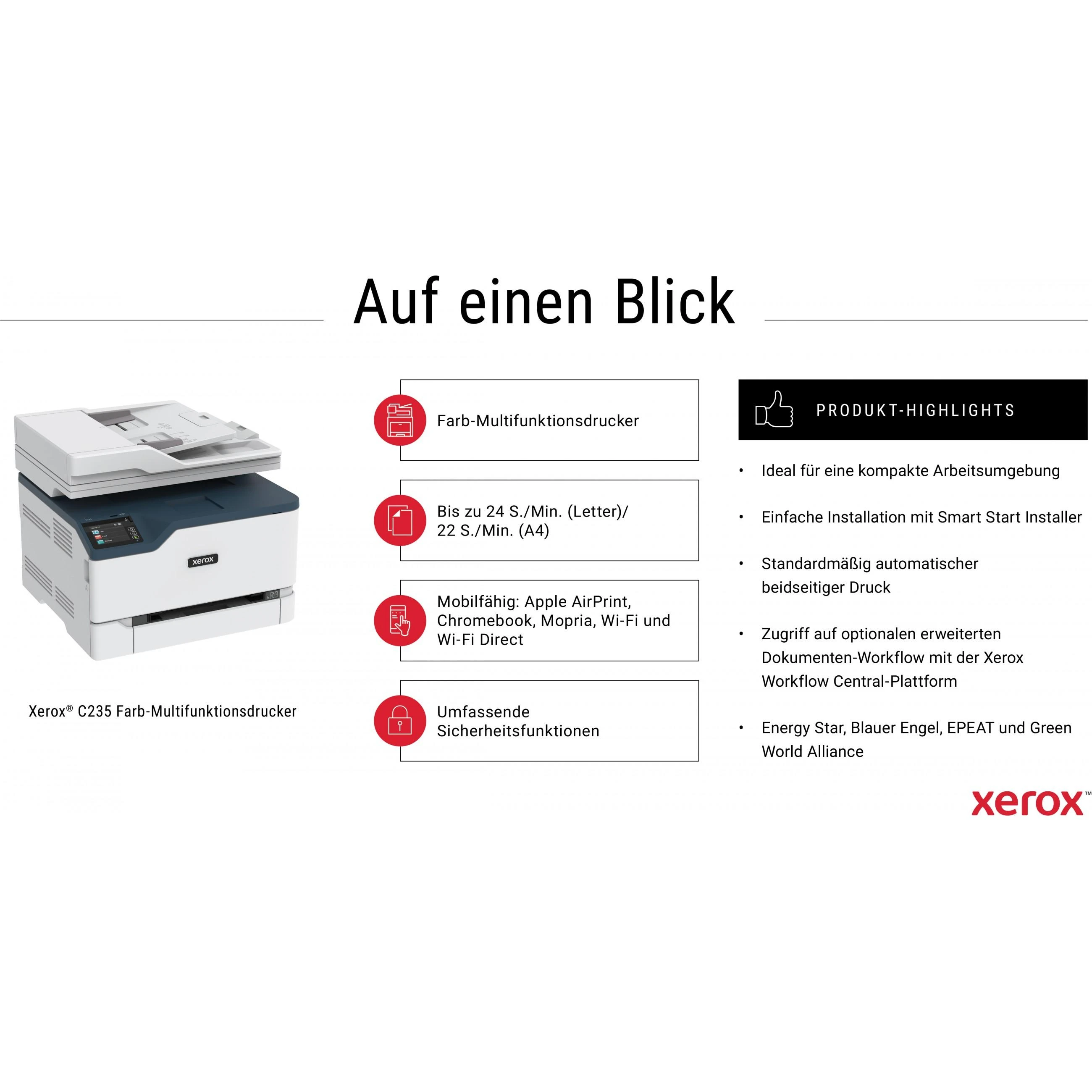 Spausdintuvas Xerox C235, USB, WiFi, Baltos/Pilkos spalvos