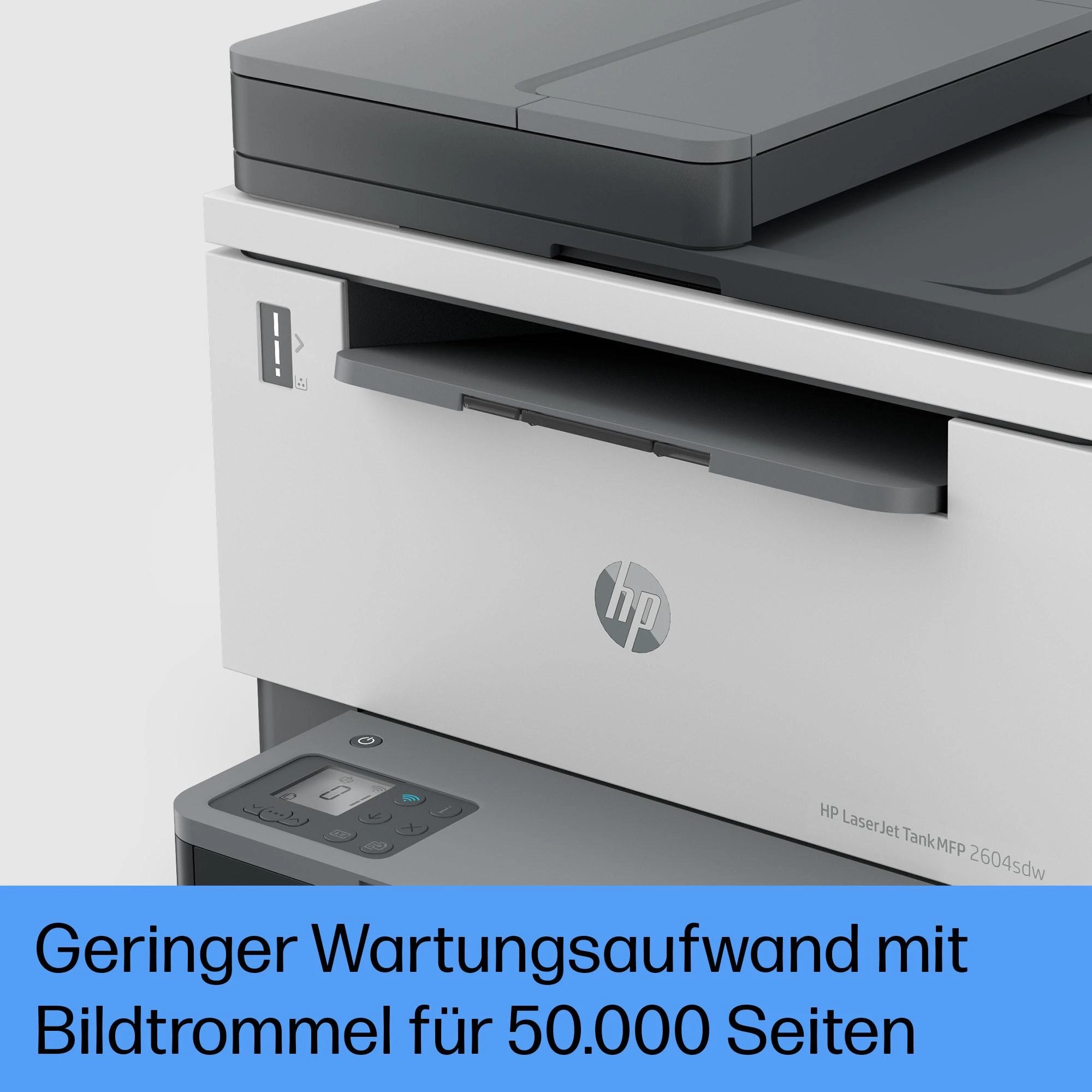 Hewlett Packard (HP) HP LaserJet Tank 2604sdw AIO All-in-One Spausdintuvas - A4 Mono lazerinis, Spausdinti/Kopijuoti/Dual-Side Scan, Automatinis dokumentų tiektuvas, Auto-Duplex, LAN, Wifi, 22ppm, 250-2500 puslapių per mėnesį (pakeičia Neverstop)