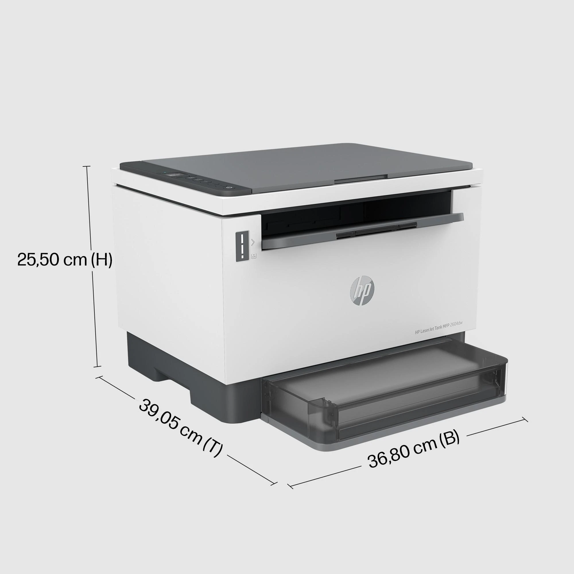 Hewlett Packard (HP) HP LaserJet Tank 2604dw AIO All-in-One Spausdintuvas - A4 Mono lazerinis, Spausdinti/Kopijuoti/Nuskaityti, Auto-Duplex, LAN, Wifi, 22 val., 250-2500 puslapių per mėnesį (pakeičia Neverstop)