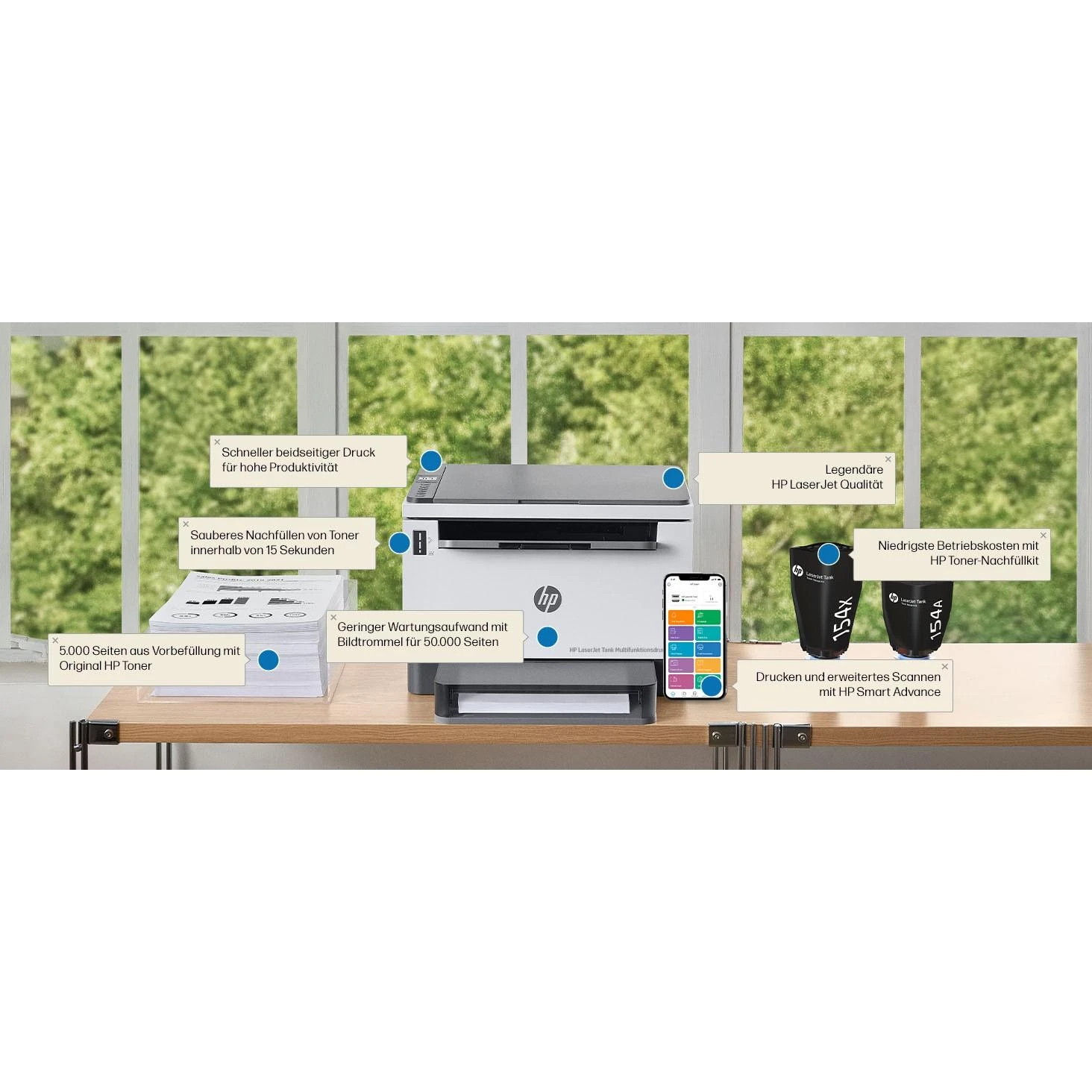 Hewlett Packard (HP) HP LaserJet Tank 2604dw AIO All-in-One Spausdintuvas - A4 Mono lazerinis, Spausdinti/Kopijuoti/Nuskaityti, Auto-Duplex, LAN, Wifi, 22 val., 250-2500 puslapių per mėnesį (pakeičia Neverstop)