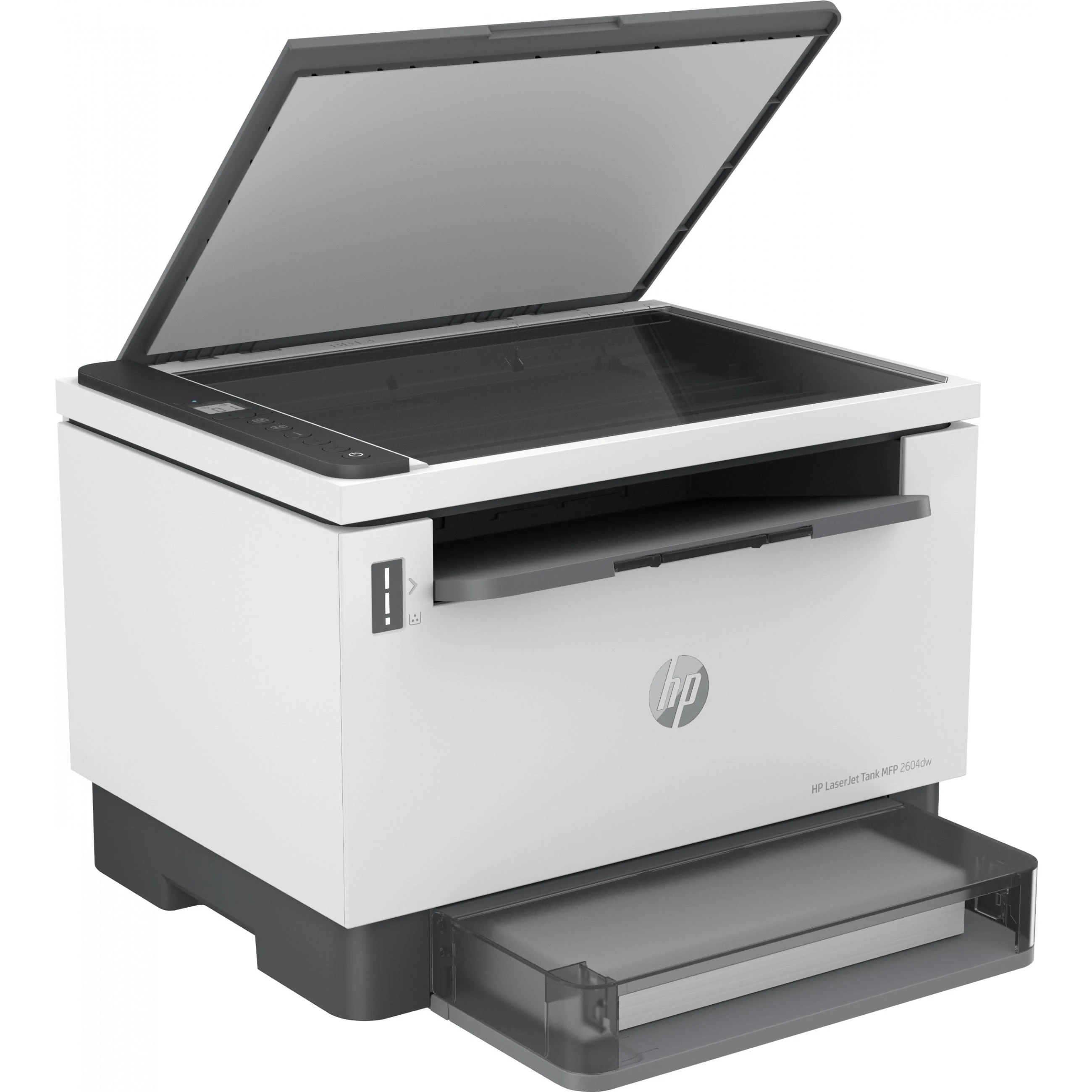 Hewlett Packard (HP) HP LaserJet Tank 2604dw AIO All-in-One Spausdintuvas - A4 Mono lazerinis, Spausdinti/Kopijuoti/Nuskaityti, Auto-Duplex, LAN, Wifi, 22 val., 250-2500 puslapių per mėnesį (pakeičia Neverstop)