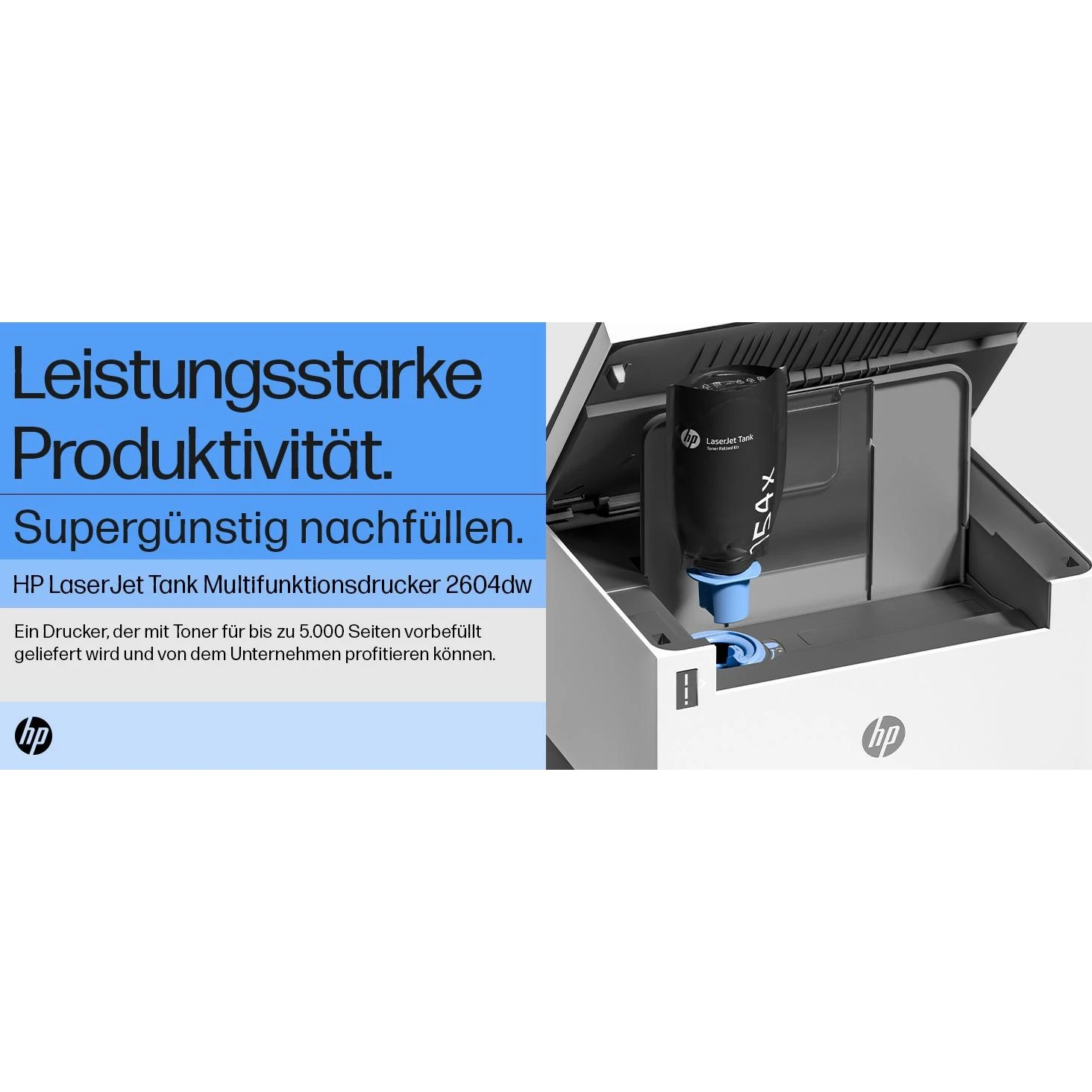Hewlett Packard (HP) HP LaserJet Tank 2604dw AIO All-in-One Spausdintuvas - A4 Mono lazerinis, Spausdinti/Kopijuoti/Nuskaityti, Auto-Duplex, LAN, Wifi, 22 val., 250-2500 puslapių per mėnesį (pakeičia Neverstop)