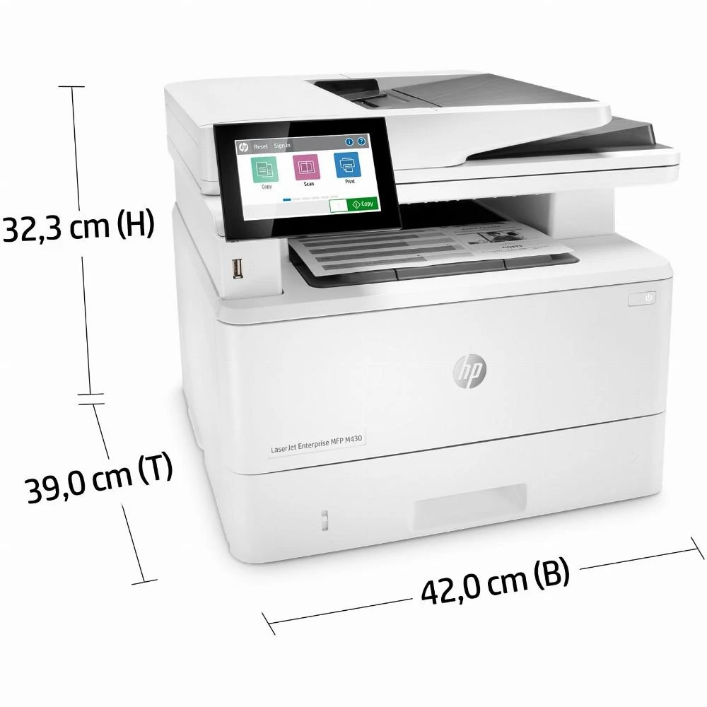 Hewlett Packard (HP) HP LaserJet Enterprise MFP M430f AIO All-in-One Spausdintuvas - A4 Mono lazerinis, Spausdinti/Kopijuoti/Dual-Side Scan/Faksas, Automatinis dokumentų tiektuvas, Auto-Duplex, LAN, 38ppm, 900-4800 pages per mėnuo (pakeičia M521f / M521dn)