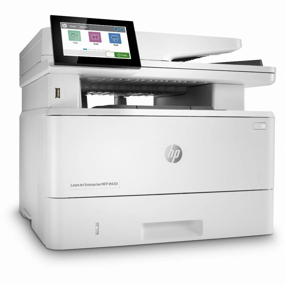 Hewlett Packard (HP) HP LaserJet Enterprise MFP M430f AIO All-in-One Spausdintuvas - A4 Mono lazerinis, Spausdinti/Kopijuoti/Dual-Side Scan/Faksas, Automatinis dokumentų tiektuvas, Auto-Duplex, LAN, 38ppm, 900-4800 pages per mėnuo (pakeičia M521f / M521dn)