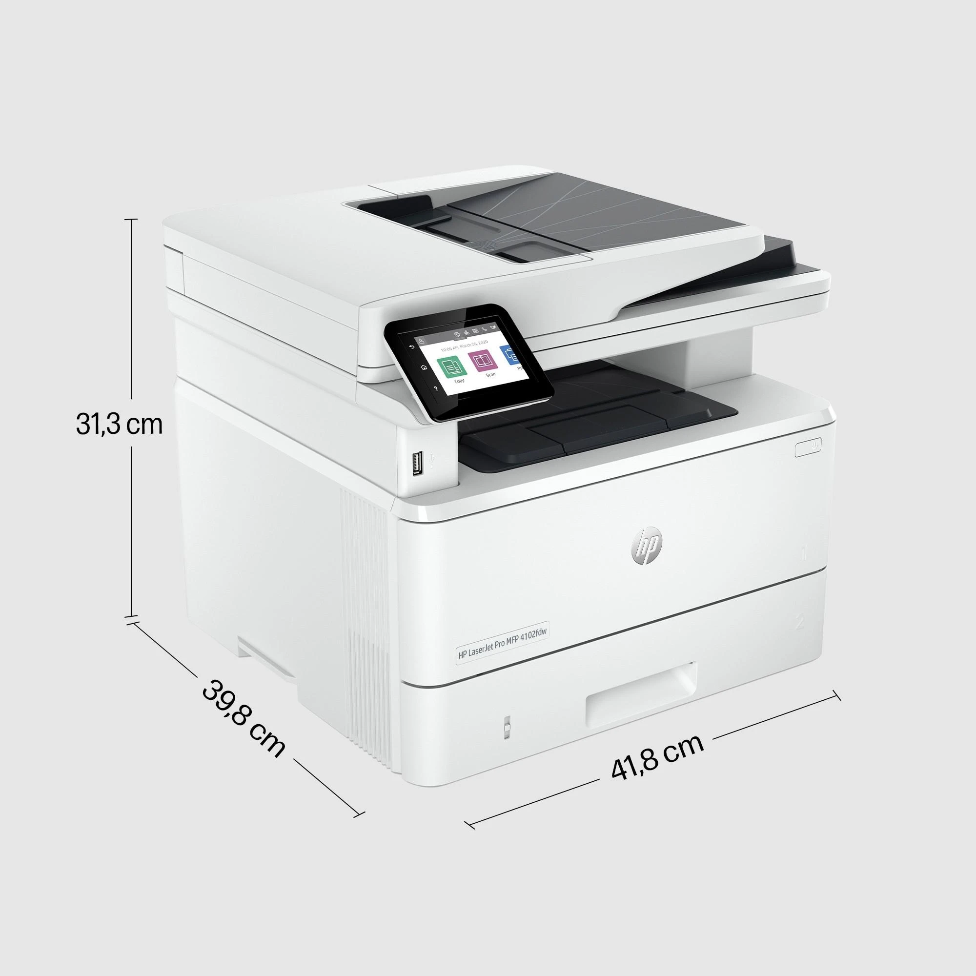 Spausdintuvas Hewlett Packard (HP) HP LaserJet Pro MFP 4102fdw MFP Mono lazerinis A4 38 psl./min. Kopijavimas 40 psl./min. Spausdinimas 350 lapų LAN „Wi-Fi“ USB „Bluetooth“ USB