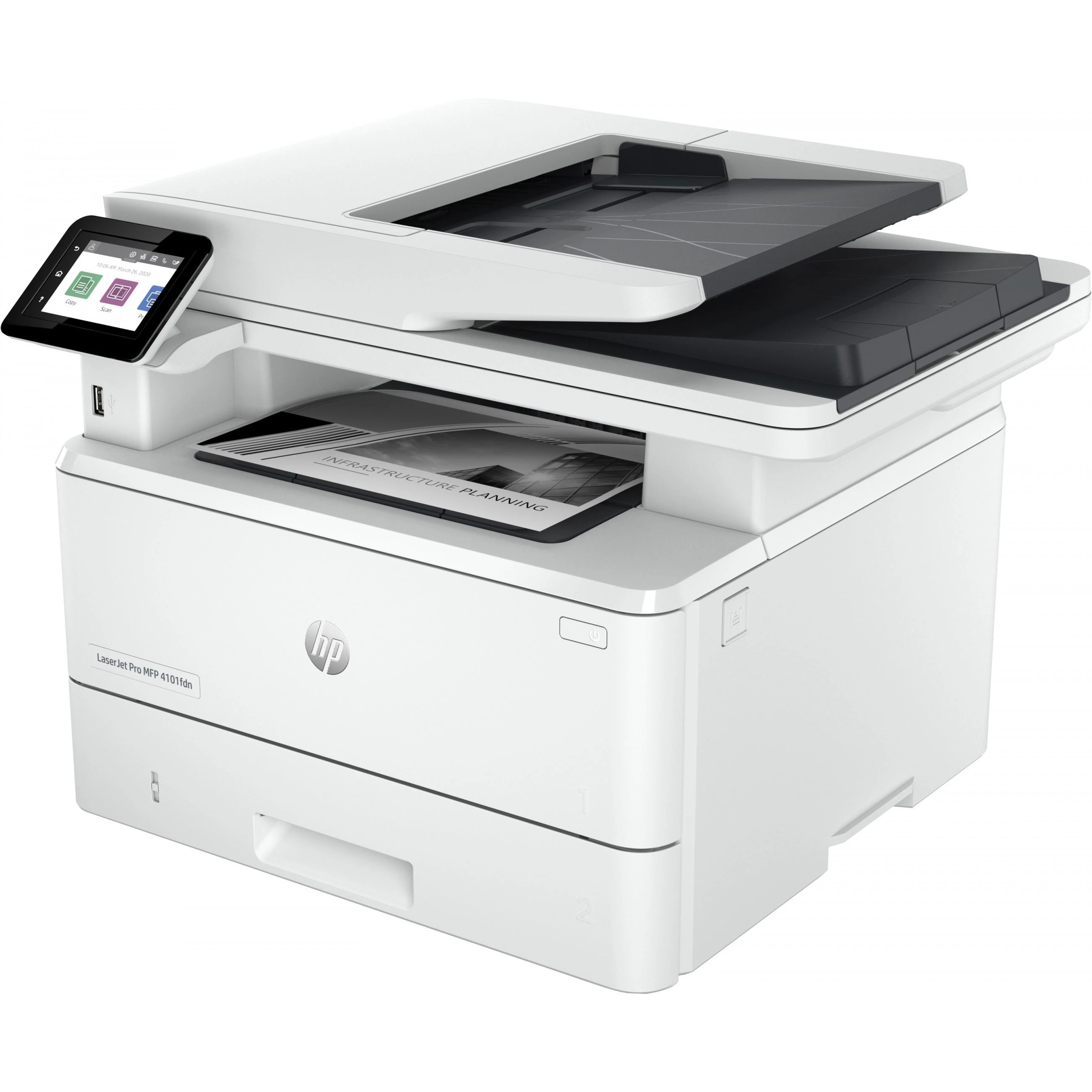 Spausdintuvas Hewlett Packard (HP) HP LaserJet Pro MFP 4102fdw MFP Mono lazerinis A4 38 psl./min. Kopijavimas 40 psl./min. Spausdinimas 350 lapų LAN „Wi-Fi“ USB „Bluetooth“ USB