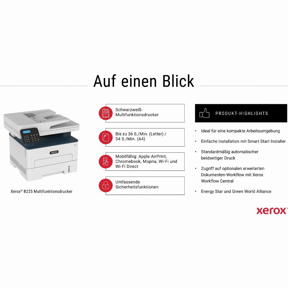 Spausdintuvas XEROX B225, Baltos/Pilkos spalvos