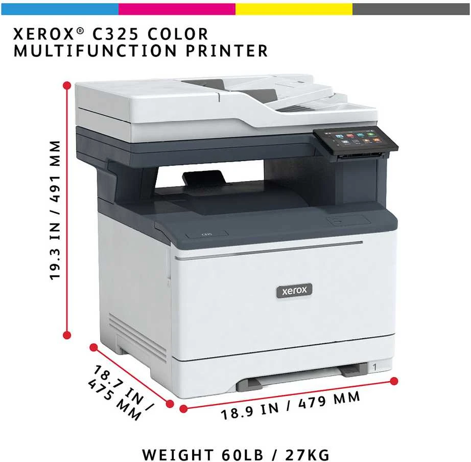 Spausdintuvas Xerox C325V_DNI, paprastas lazeris. multifunkce, A4, 33 ppm, dvipusis, DADF, WiFi/USB/Tinklinis, 2 GB RAM, Apple AirPrint