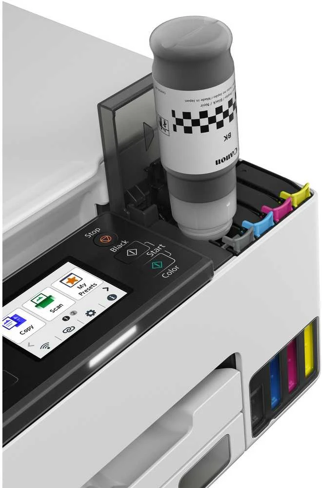 CANON MAXIFY GX1050 daugiafunkcis spalvotas rašalinis spausdintuvas, pakartotinai užpildomas, A4, 210 x 297 mm, A4, 15 atv./min., 250 lapų, USB 2.0, LAN, „Wi-Fi“.