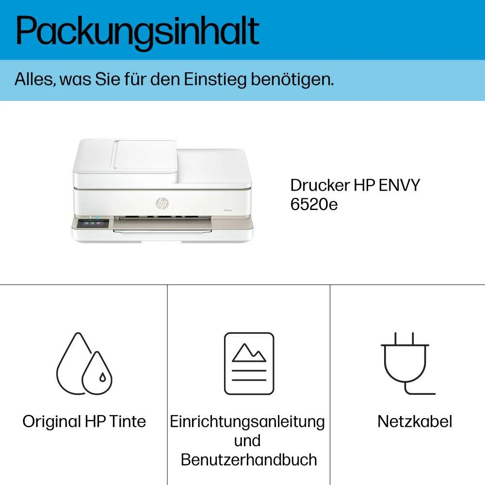 „Hewlett Packard“ (HP) „HP ENVY 6520e“ daugiafunkcis daugiafunkcis spalvotas rašalinis spausdintuvas, 216 x 297 mm, A4, 8 psl./min., kopijavimas, 20 psl./min., spausdinimas, 100 lapų, „Wi-Fi“, USB prievadas
