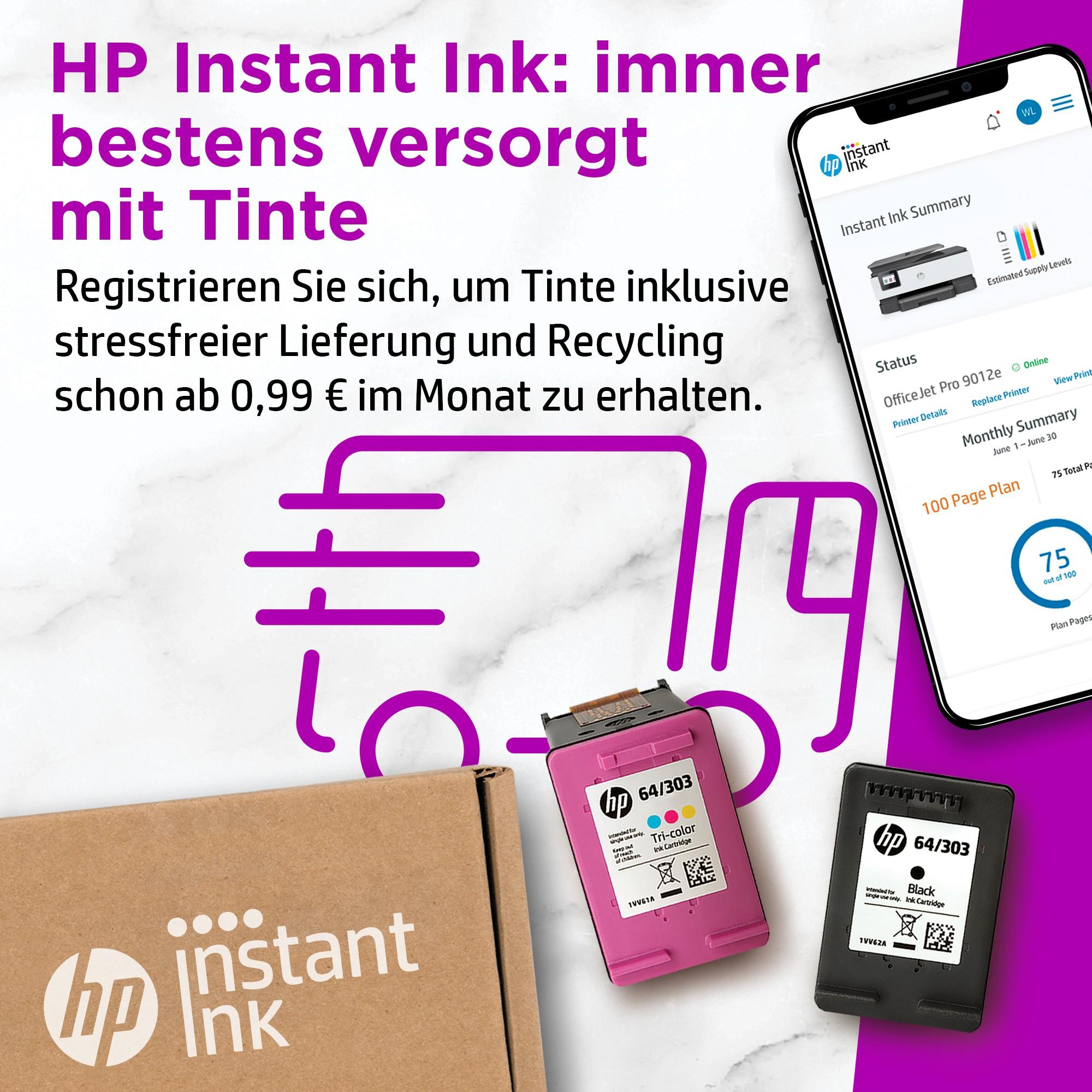 Hewlett Packard (HP) „HP Officejet Pro 9012e All-in-One“ spausdintuvas, įskaitant 6 mėnesių momentinio rašalo su HP+ bandomąją versiją