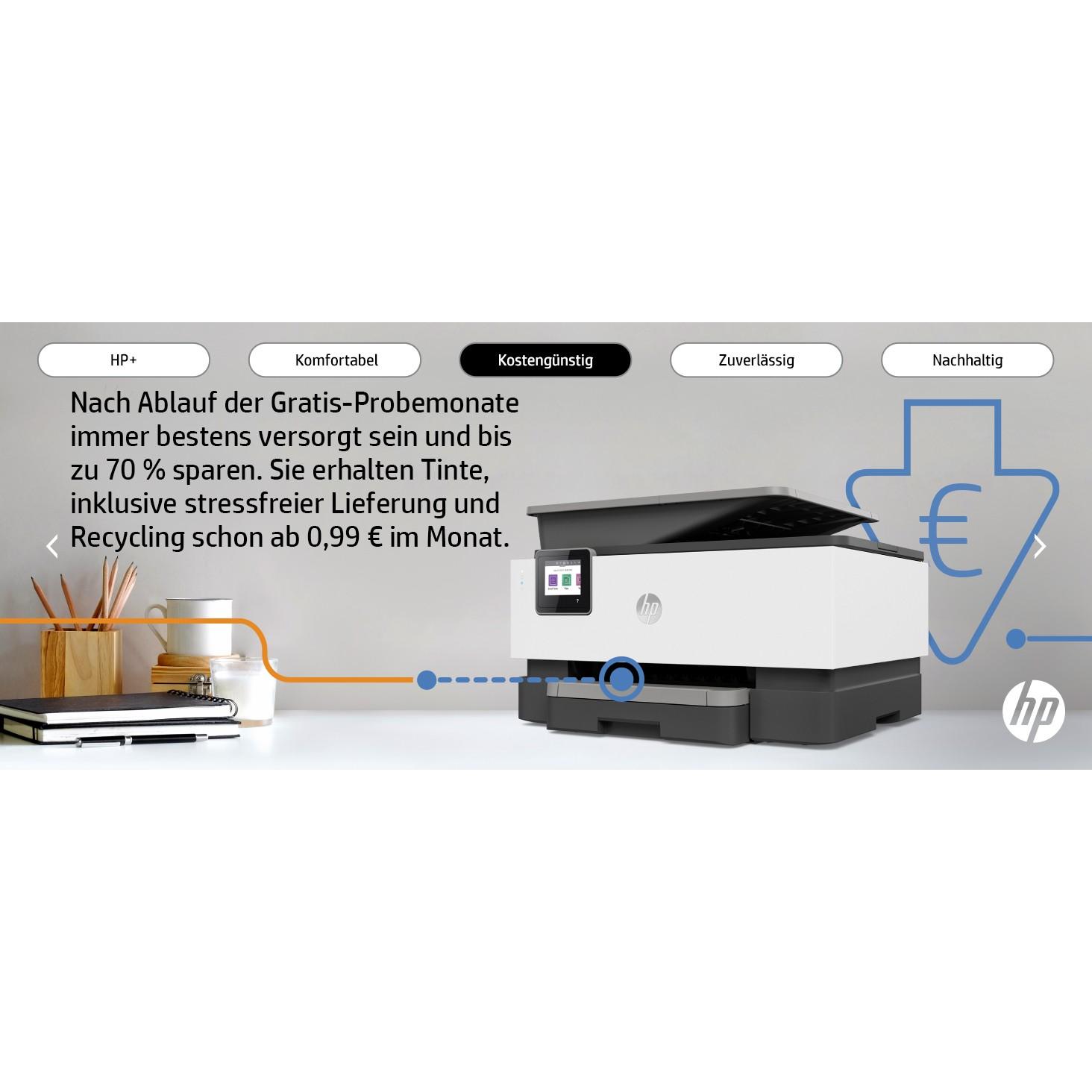 Hewlett Packard (HP) „HP Officejet Pro 9012e All-in-One“ spausdintuvas, įskaitant 6 mėnesių momentinio rašalo su HP+ bandomąją versiją