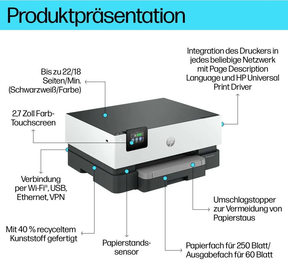 HP OfficeJet Pro Wireless Color Spausdintuvas, Two-sided spausdinimas
