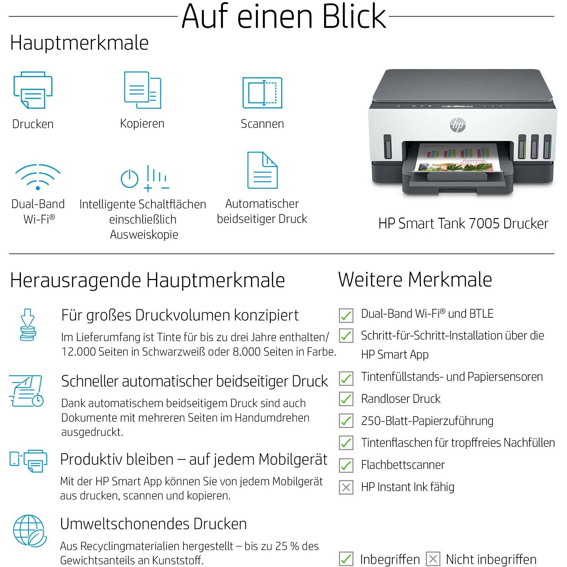 Spausdintuvas Hewlett Packard (HP) HP Smart Tank 7005