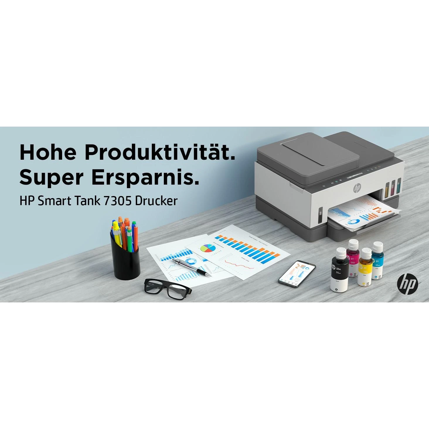 Hewlett Packard (HP) Daugiafunkcinis Spausdintuvas - HP Smart Tank 7305, Spausdinimas, Skenavimas, Kopijavimas, 12,000 Puslapių Juodas