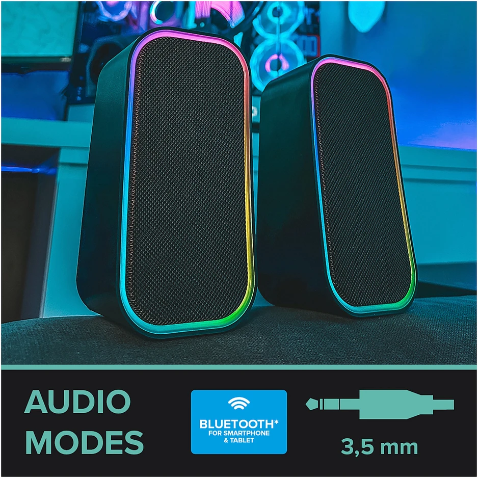 Kompiuterio kolonėlės „Speedlink“ – TOKEN RGB žaidimų stereo kolonėlė, juoda