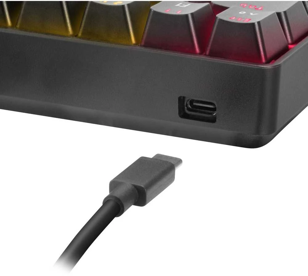 Speedlink ATMOS RGB Regenbogen Mechaninė 60% Klaviatūra žaidimams mit braunen Schaltern, juodas