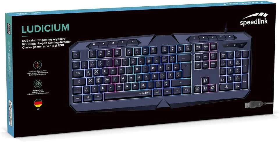 Speedlink Klaviatūra žaidimams LUDICIUM. RGB Rainbow. juodas retail