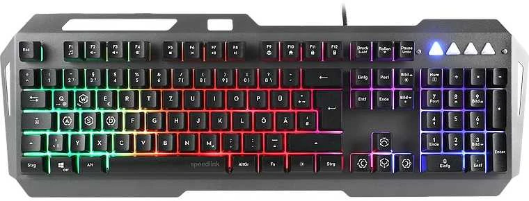 Speedlink LUNERA metalinė vaivorykštinė žaidimų klaviatūra, 5 režimai, juoda