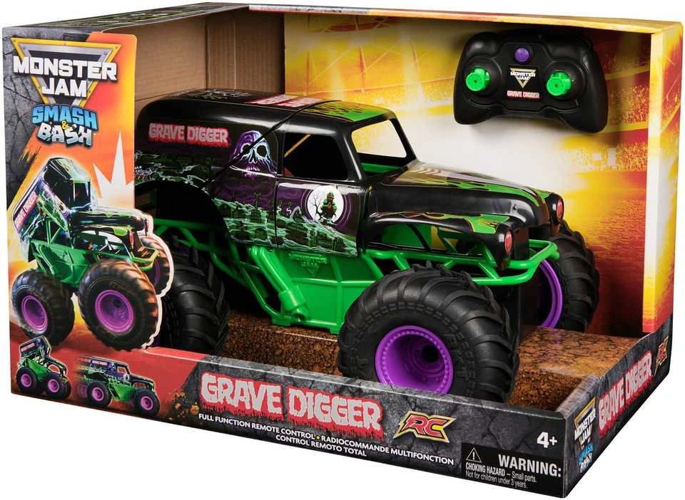 Nuotoliniu būdu valdomas visureigis MONSTER JAM RC Smash & Bash Grave Digger
