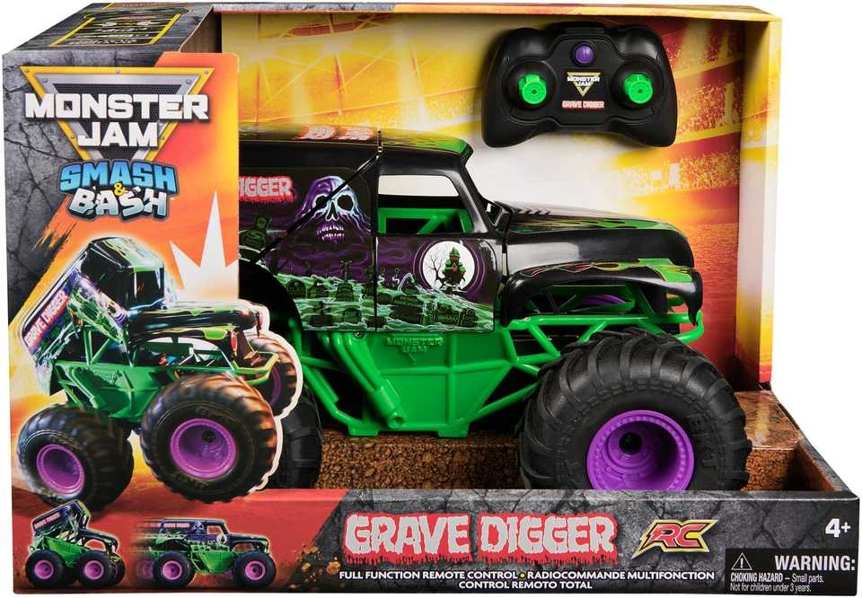 Nuotoliniu būdu valdomas visureigis MONSTER JAM RC Smash & Bash Grave Digger