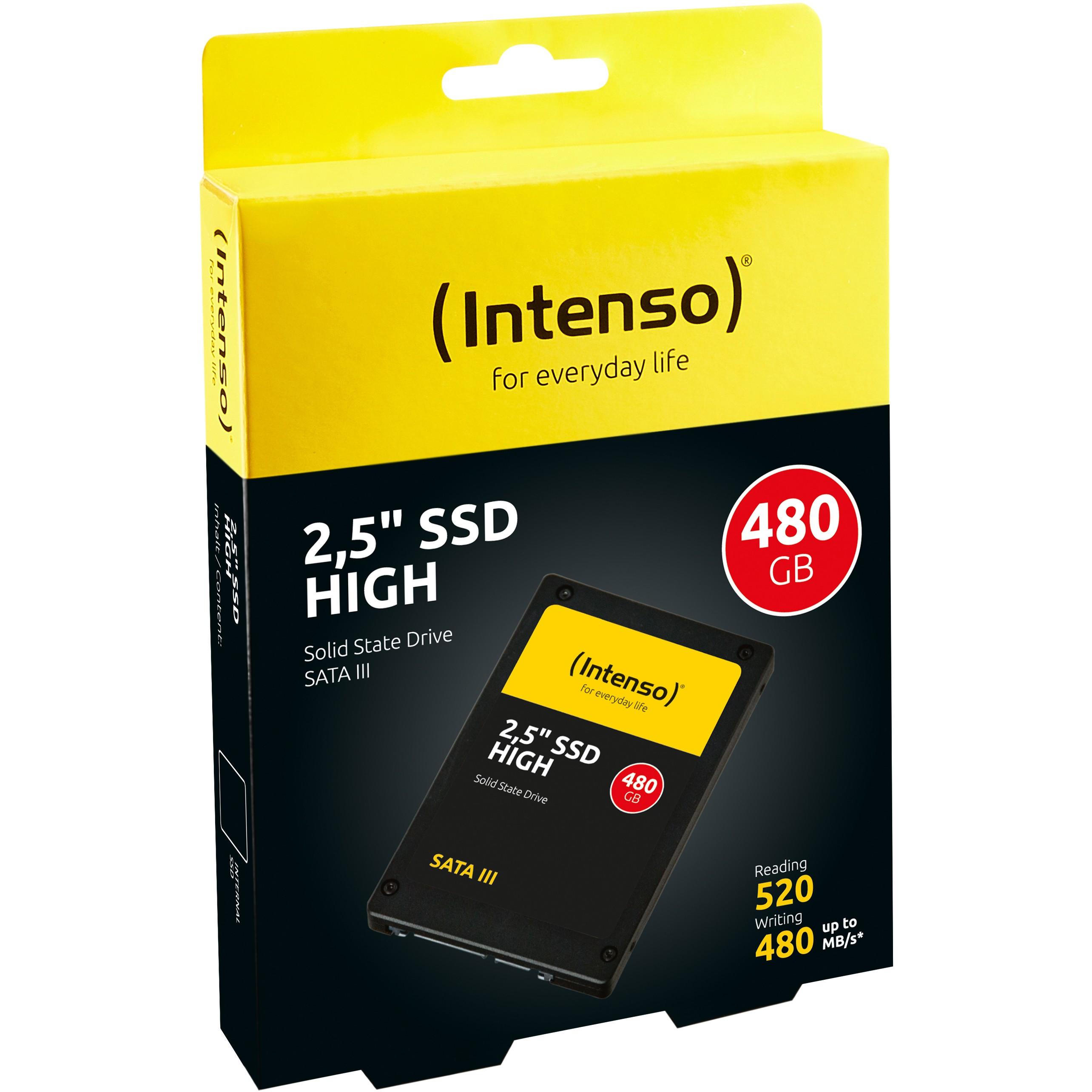 SSD Intenso 480 GB SATA3 2,5 colio, 520/500 MB, Atsparus smūgiams, Mažos galios