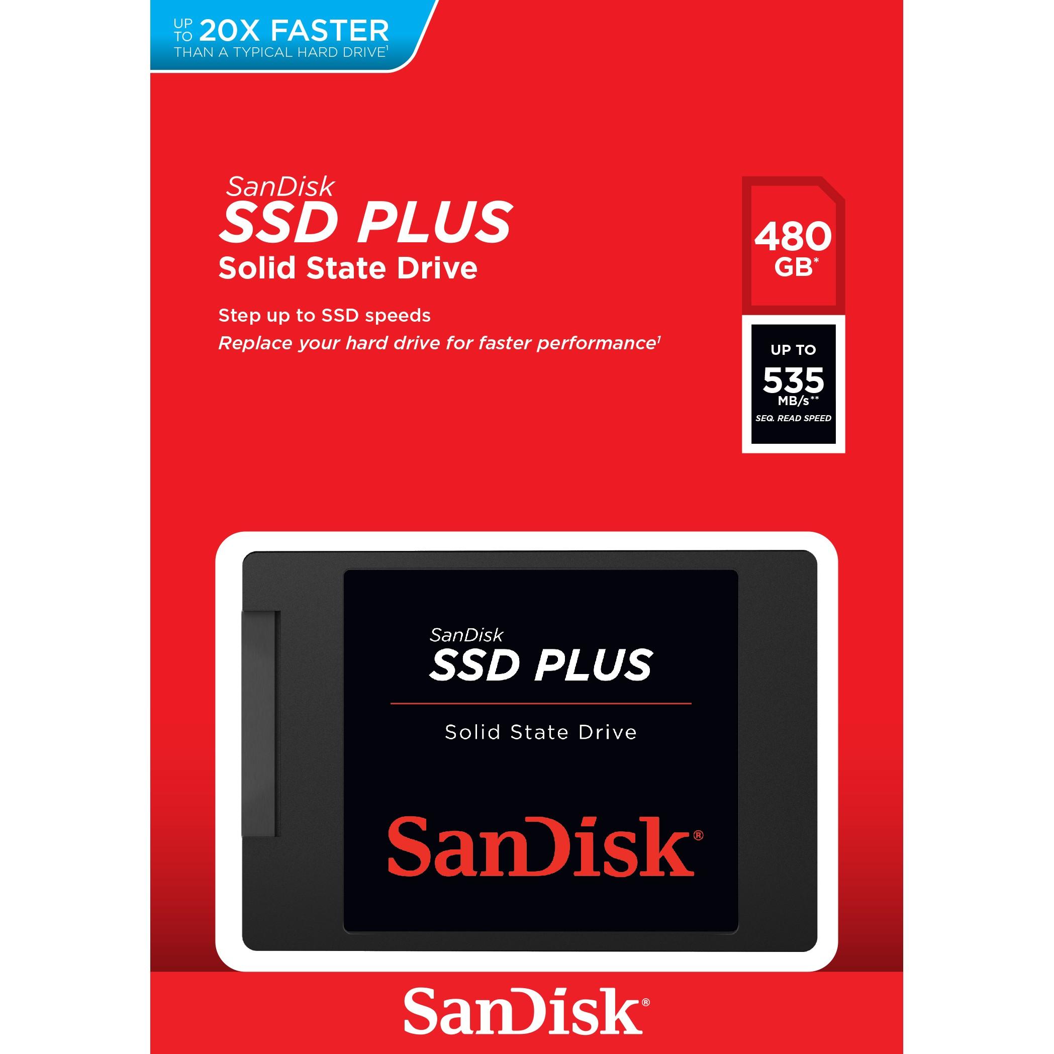 SANDISK SSD PLUS 480GB SSD, 2,5" 7mm, SATA 6Gb/s, Skaitymas / rašymas: 535 / 445 MB/s