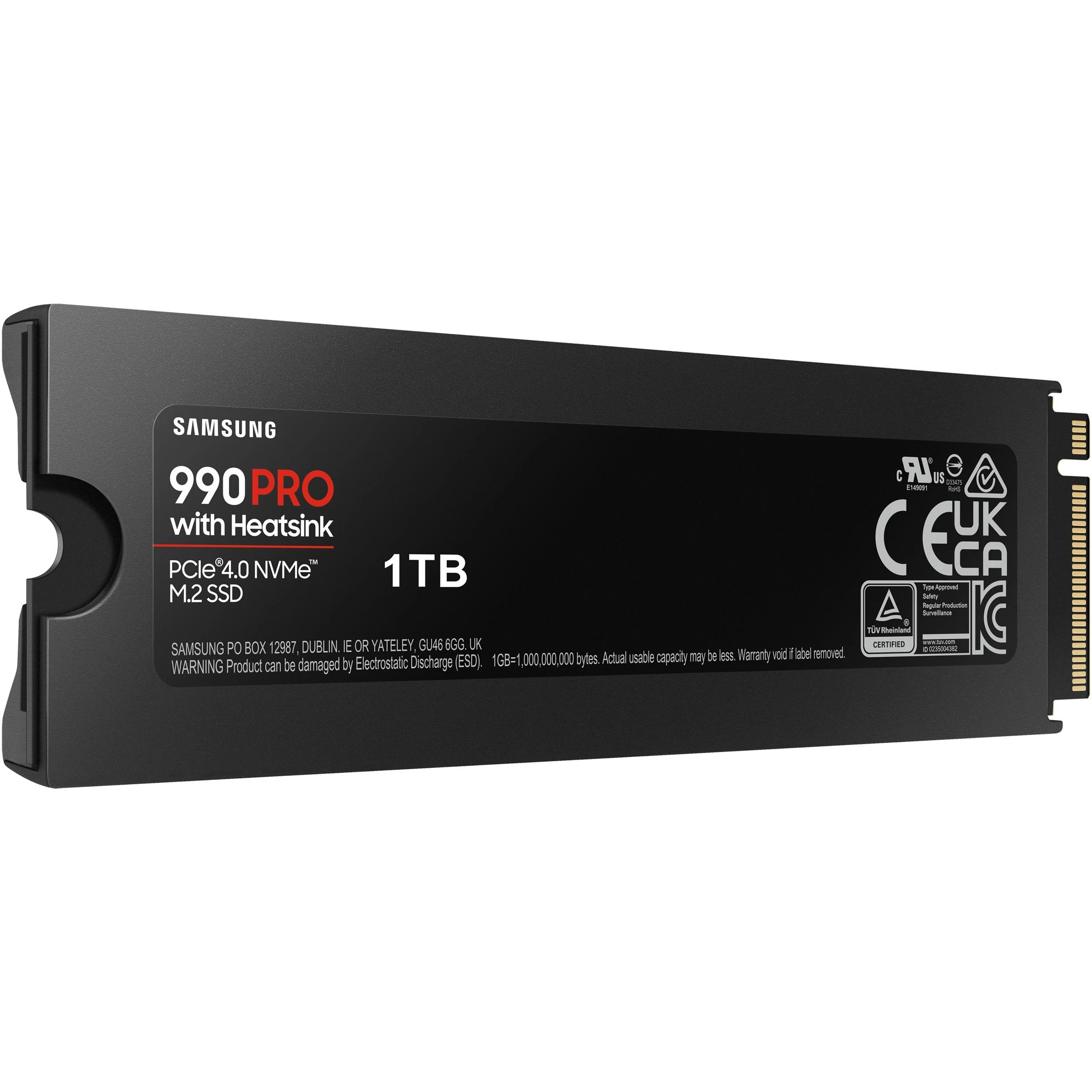 Vidinė atmintis SSD Samsung 990 PRO with Heatsink/1TB/M.2/PCIE/NVMe|MLC/Rašymo greitis 6900 MBytes/sec/Skaitymo greitis 7450 MBytes/sec/2.3mm/TBW 600 TB/MTBF 1500000 hours/MZ-V9P1T0CW