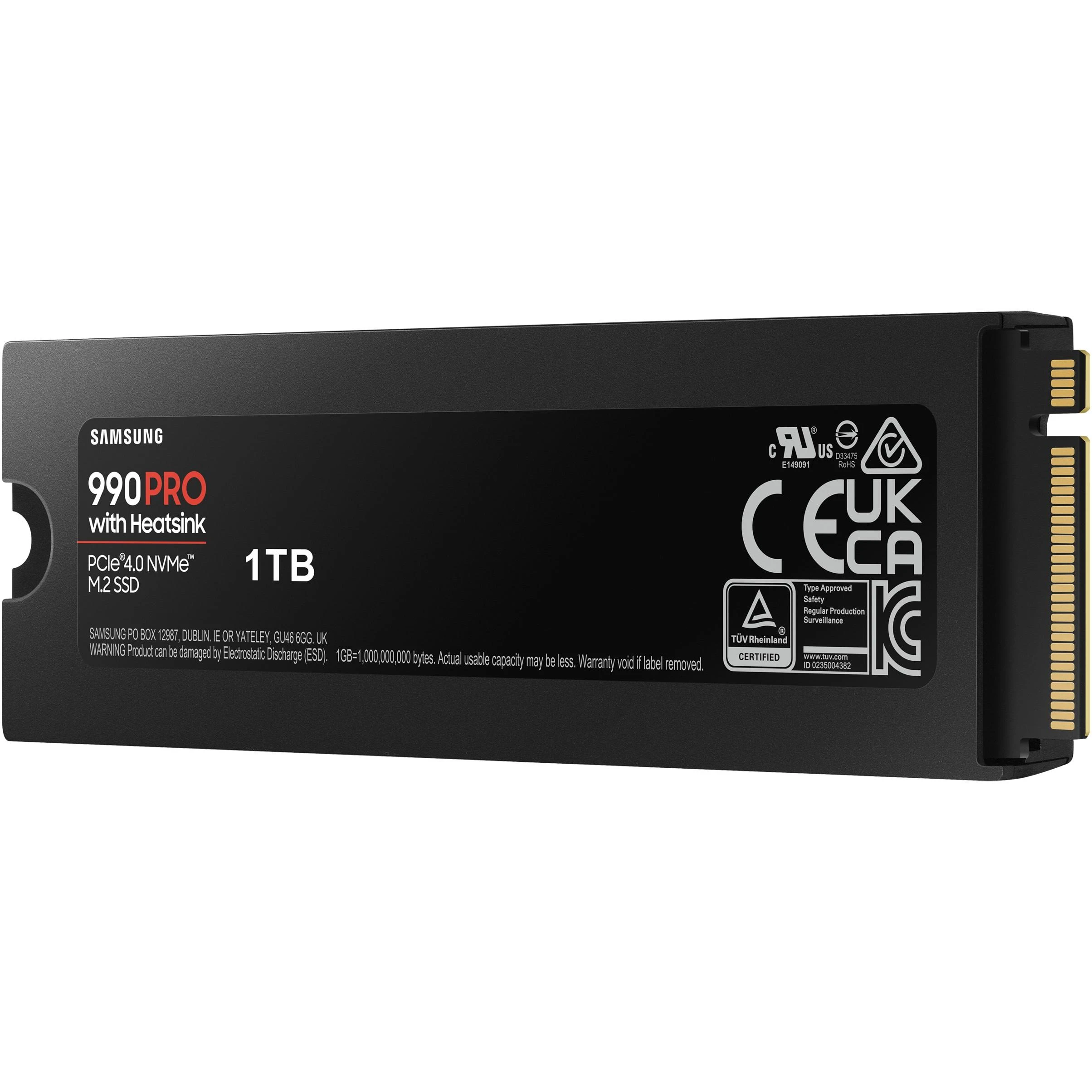 Vidinė atmintis SSD Samsung 990 PRO with Heatsink/1TB/M.2/PCIE/NVMe|MLC/Rašymo greitis 6900 MBytes/sec/Skaitymo greitis 7450 MBytes/sec/2.3mm/TBW 600 TB/MTBF 1500000 hours/MZ-V9P1T0CW
