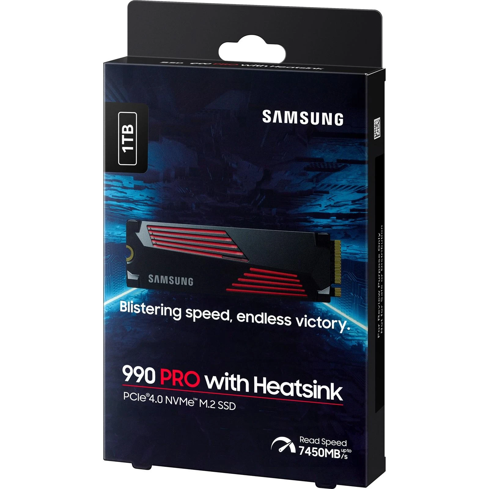 Vidinė atmintis SSD Samsung 990 PRO with Heatsink/1TB/M.2/PCIE/NVMe|MLC/Rašymo greitis 6900 MBytes/sec/Skaitymo greitis 7450 MBytes/sec/2.3mm/TBW 600 TB/MTBF 1500000 hours/MZ-V9P1T0CW