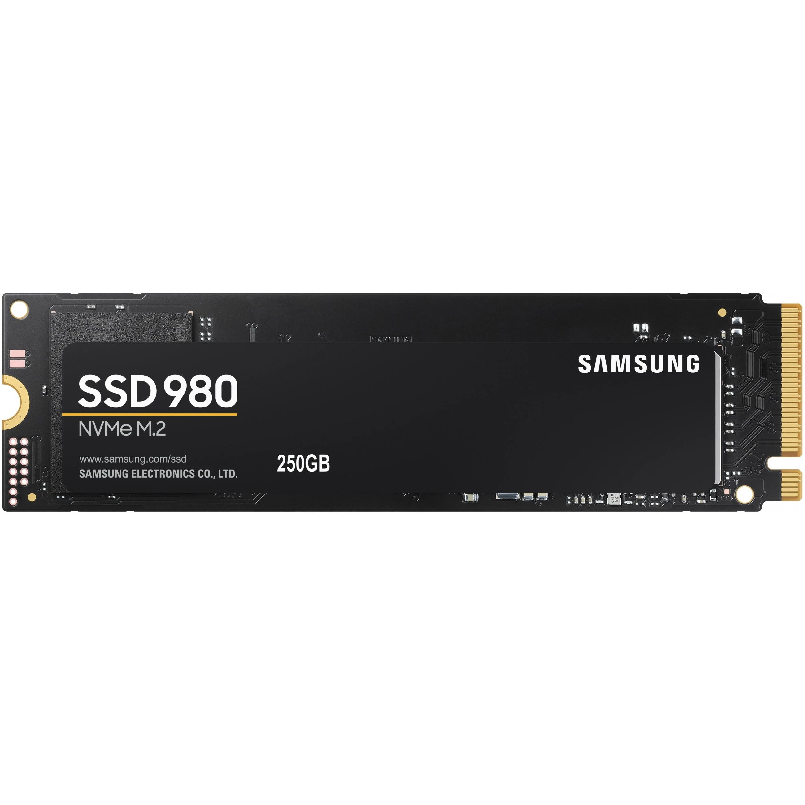 Kietasis diskas SSD Samsung 980/250 GB/SSD form factor M.2 2280/SSD sąsaja M.2 NVME/Rašymo greitis 1300 MB/s/Skaitymo greitis 2900 MB/s/MZ-V8V250BW