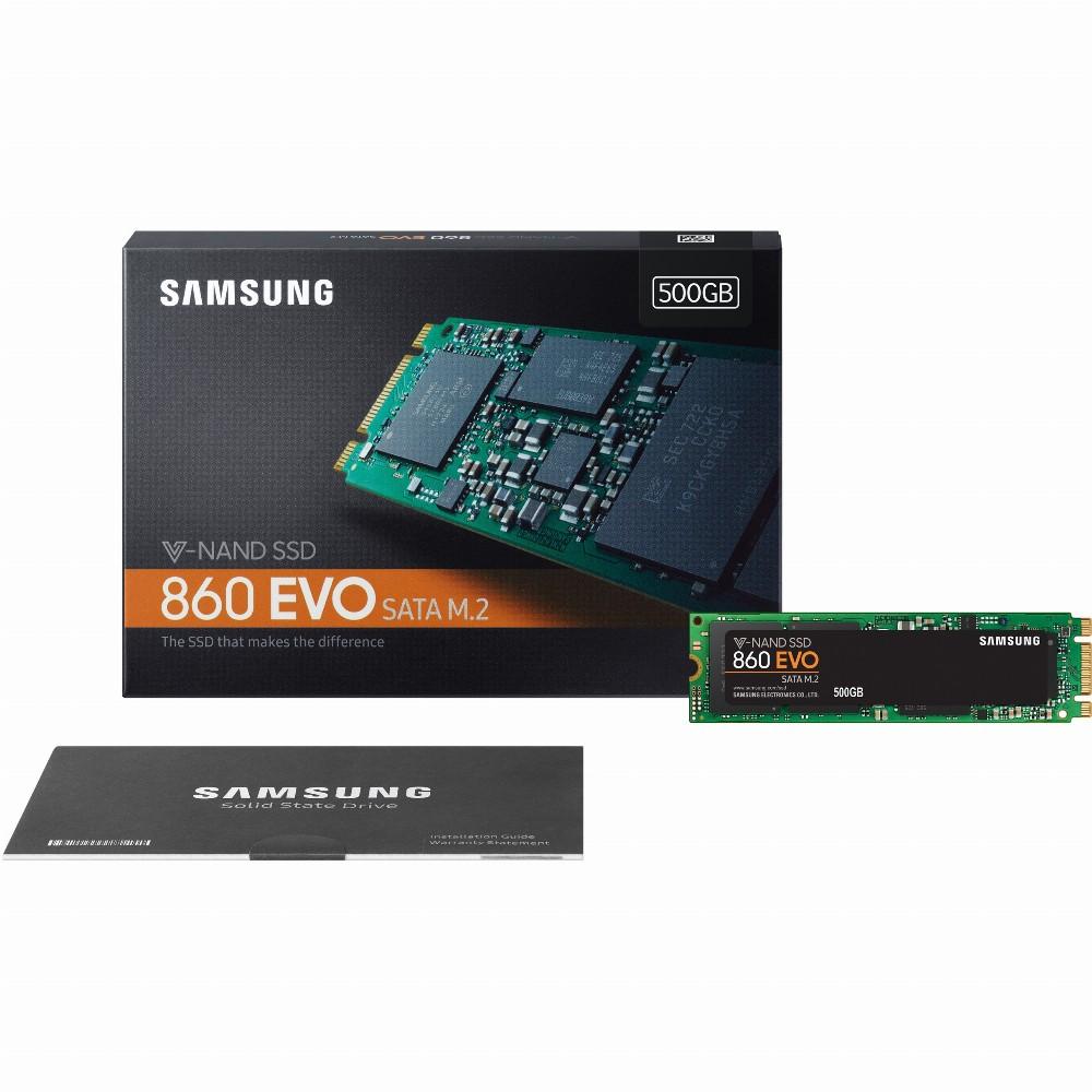 SSD SAMSUNG 860 Evo 500GB / M.2 / SATA 3.0 / MLC / Rašymo greitis 520  MBytes / sec / Skaitymo greitis 550 MBytes / sec / MTBF 1500000 hours /  MZ-N6E500BW | Varle.lt