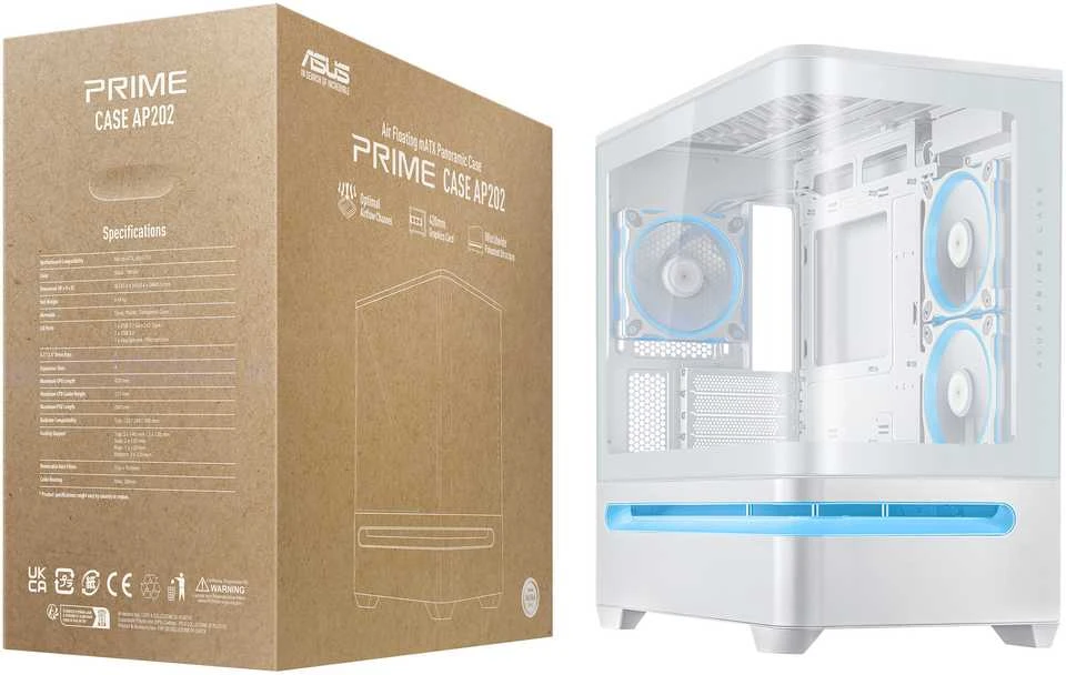 ASUS PRIME AP202 ARGB Mini Tower Baltas